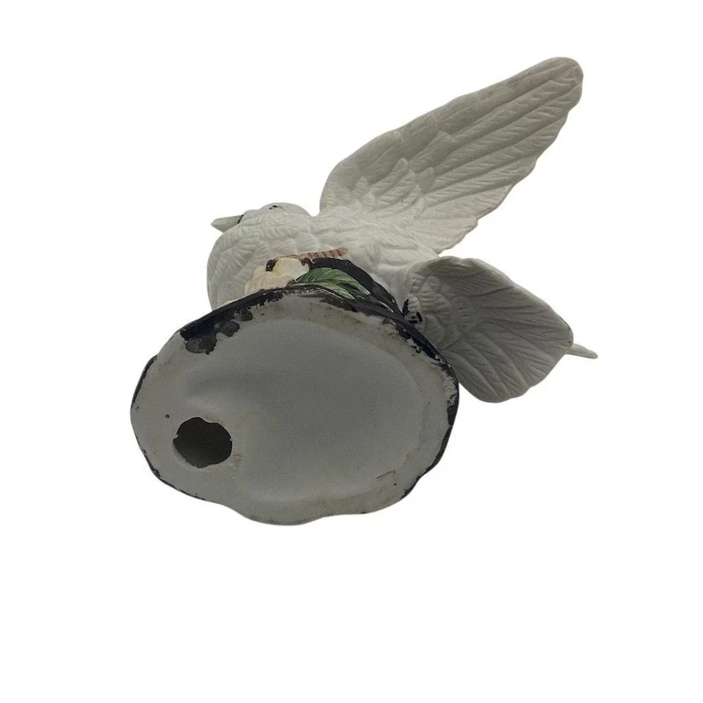 Vintage Porcelain‎ White Dove Figurine with Floral Base